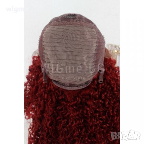 Kъдрава червена лейс фронт перука Барбара, снимка 2 - Аксесоари за коса - 32837333