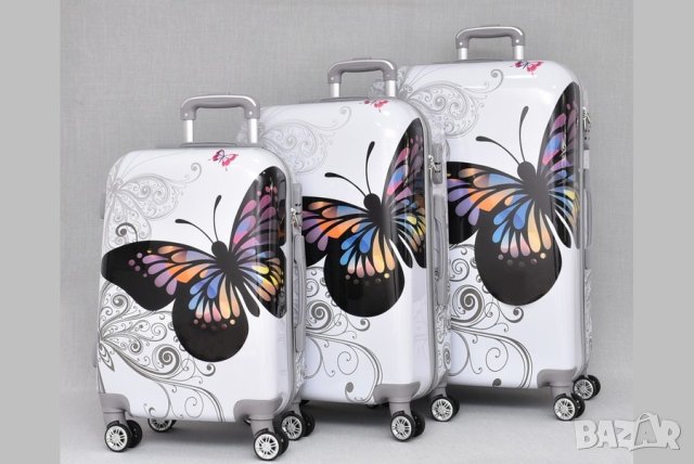 Комплект 3 куфара ABS с пеперуди