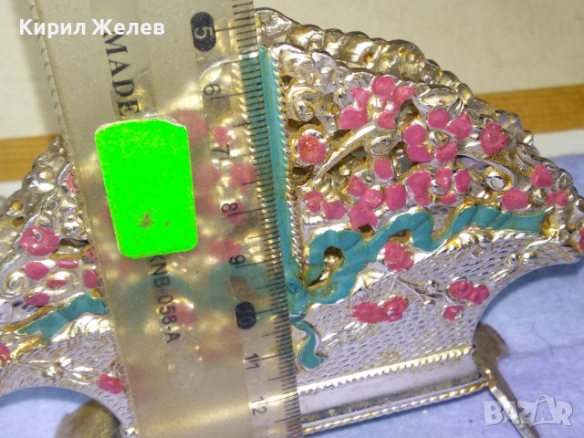 Стара РУСКА СССР МЕТАЛНА ФЛОРАЛНО ОРНАМЕНТИРАНА НАСТОЛНА ПОСТАВКА За ПИСМА БЕЛЕЖКИ САЛФЕТКИ 41345, снимка 6 - Антикварни и старинни предмети - 43828016