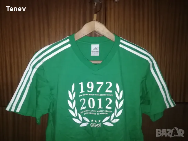 Germany Adidas 1972-2012 памучна оригинална юбилейна тениска Германия размер М зелена , снимка 3 - Тениски - 49029136