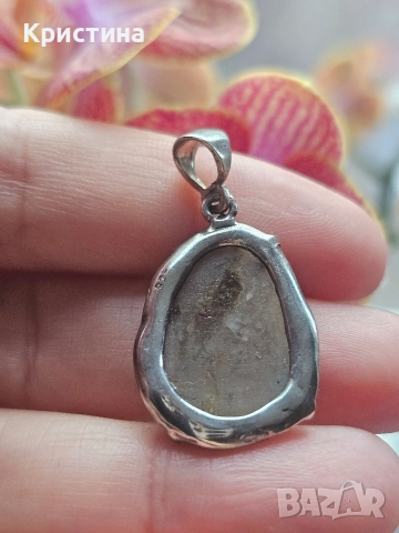 Сребърни висулки с естествени камъни, снимка 4 - Колиета, медальони, синджири - 52913844