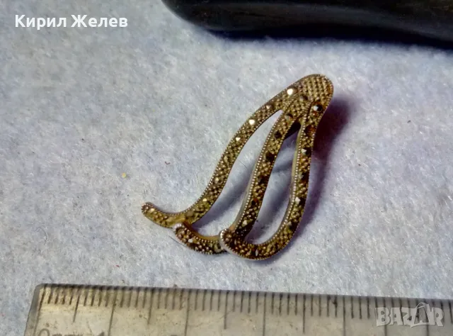 ИЗЯЩЕН АЖУРЕН СКЪПОЦЕНЕН СРЕБЪРЕН МЕДАЛЬОН СРЕБРО 925 с МАРКАЗИТИ - ЧАСТ от КОМПЛЕКТ 47573, снимка 10 - Колиета, медальони, синджири - 48901332