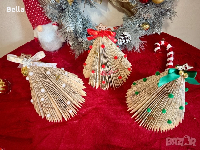 Уникална ръчно изработена сгъваема коледна елха | Рециклирани мат, снимка 10 - Други - 52443326