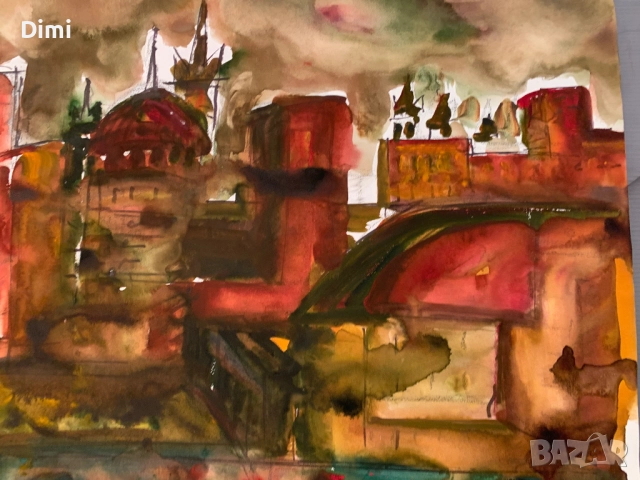 ДИМИТЪР МЕХАНДЖИЙСКИ акварел ПАРИЖ, снимка 6 - Картини - 52803951