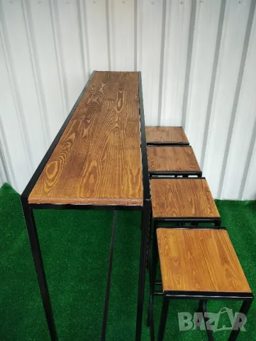 Бар маса комбинация от дърво и метал , снимка 4 - Маси - 48221400