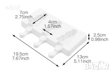 3 елхи ескимо сладолед Popsicle Попсикъл силиконова форма молд калъп за направа десерти, снимка 3 - Форми - 32365964