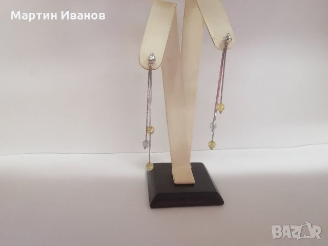 Златни обеци висящи 18 карата , снимка 2 - Обеци - 33213905