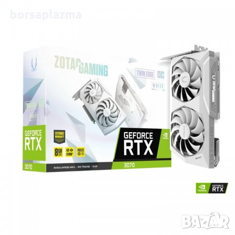 Zotac Gaming GeForce RTX 3070 Twin Edge OC White Edition, 8GB GDDR6, HDMI, 3x DP (ZT-A30700J-10P), снимка 1 - Видеокарти - 32603082