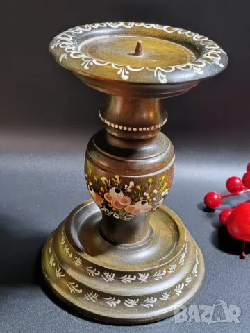 Голям дървен свещник. Ръчна изработка, ръчно  рисуван, снимка 12 - Декорация за дома - 48826876