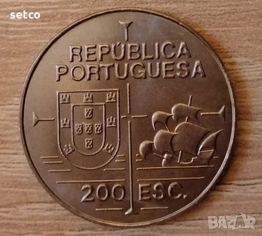Португалия 200 ескудо 1992 450 години откриването на Калифорния е211, снимка 2 - Нумизматика и бонистика - 35170744