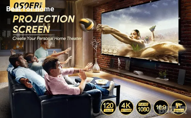 Висококачествен екран за проектори 120 инча, 16:9 от OZOERI, снимка 11 - Плейъри, домашно кино, прожектори - 50138736