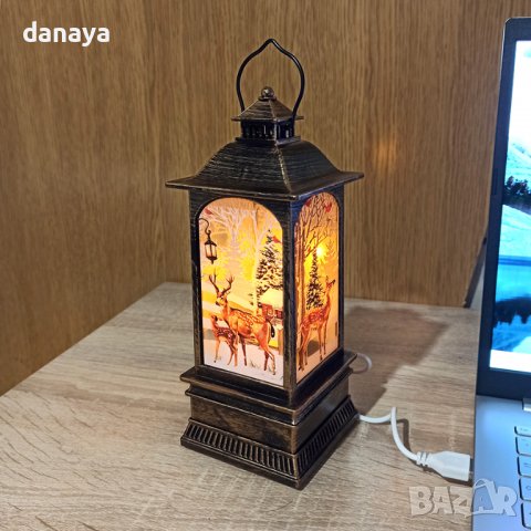 3188 Светещ коледен фенер с USB, 20 см
