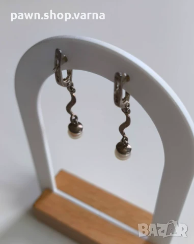 Сребърни обеци с инкрустации – 925 проба, снимка 4 - Обеци - 51071114