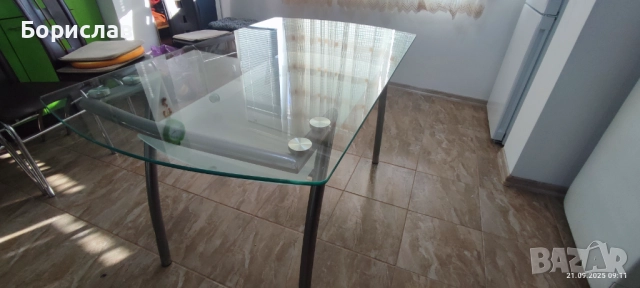 Стъклена трапезна маса на две нива., снимка 8 - Маси - 51790239