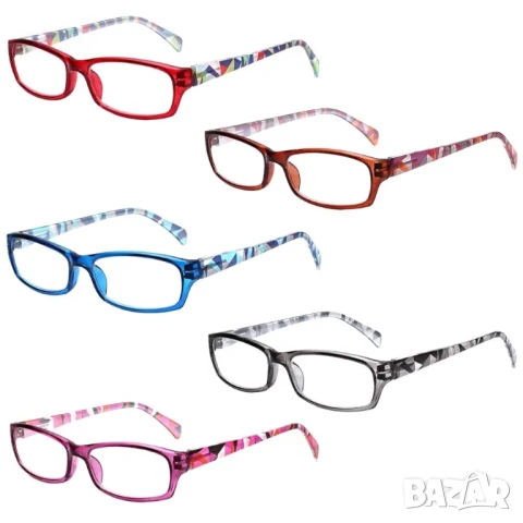 5 чифта очила за четене, стилни рамки с шарка, модни дамски очила за жени, + 0.5, снимка 3 - Слънчеви и диоптрични очила - 51423608