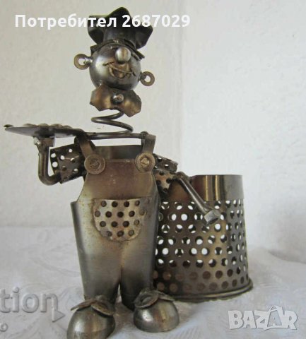 От болтове и гайки - Моливник фигура от метални части човек готвач, снимка 4 - Статуетки - 28959814