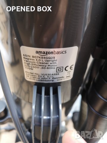Amazonbasics - прахосмукачка с високопроизводителен мотор [AB500], изправена, без торба, снимка 9 - Прахосмукачки - 38015720
