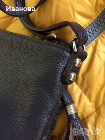 Малка кожена чанта. Кафява чантичка през рамо. Естествена кожа , снимка 4 - Чанти - 39637018