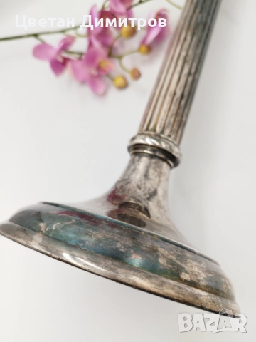 Огромен посребрен винтидж свещник, снимка 10 - Антикварни и старинни предмети - 51725318