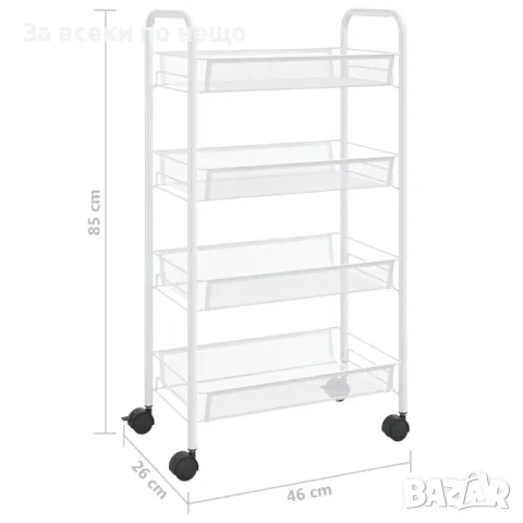 Кухненска количка на 4 нива, бяла, 46x26x85 см, желязо Код P438, снимка 7 - Други - 50062519
