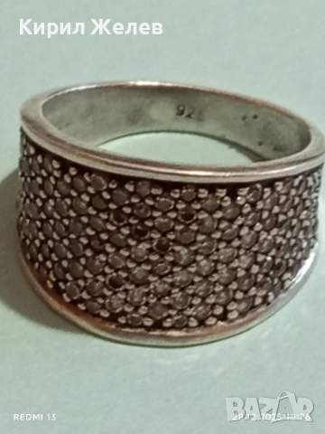 Прекрасен скъпоценен сребърен пръстен с ювелирно инкрустирани цирконий ръчна изработка 39744, снимка 6 - Пръстени - 52917683