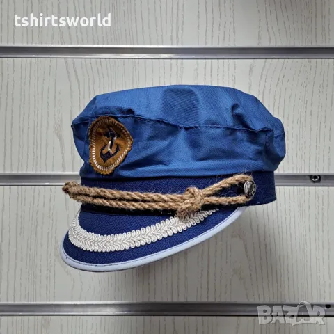 Нова детска капитанска шапка с Котва в син цвят, снимка 2 - Шапки, шалове и ръкавици - 47686672