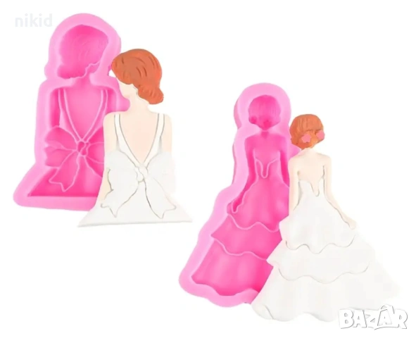 2 вида момиче жена с рокля в гръб силиконов молд форма фондан шоколад гипс декор