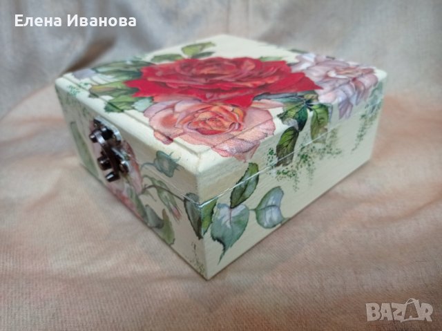 Кутия с рози - декупаж, снимка 3 - Други - 43450509