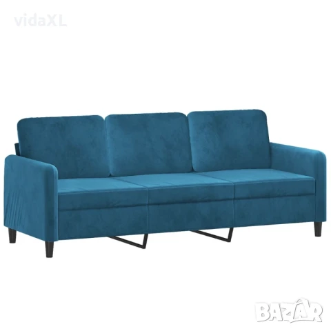vidaXL 3-местен диван, син, 180 см, кадифе（SKU:359461）, снимка 1