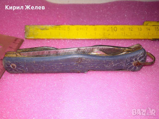 USSR Старо РЯДЪК КОЛЕКЦИОНЕРСКИ МОДЕЛ РУСКО РИБАРСКО ДЖОБНО НОЖЧЕ СССР ФЛОРАЛНО ОРНАМЕНТИРАНО 43099, снимка 9 - Колекции - 44041328