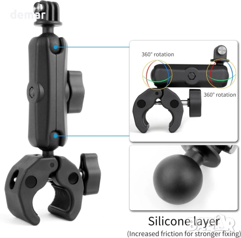 SOONSUN Супер скоба за закрепване с двойни 360° сферични глави и държач за телефон, снимка 3 - Селфи стикове, аксесоари - 51718600