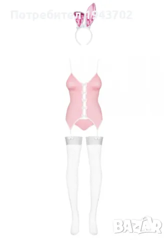 Секси костюм на зайче Bunny pink Obsessive, снимка 5 - Бельо - 47576236