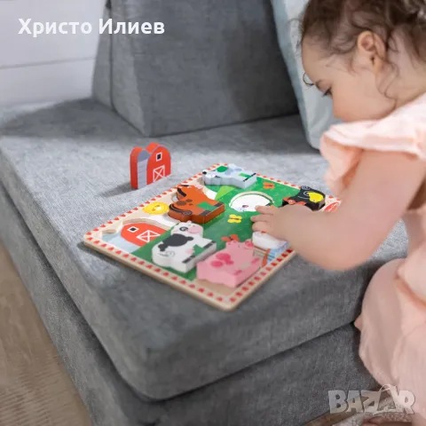 Детски пъзел 8 части Селскостопански животни Геометрични фигури 2бр Melissa & Doug, снимка 4 - Образователни игри - 48768192