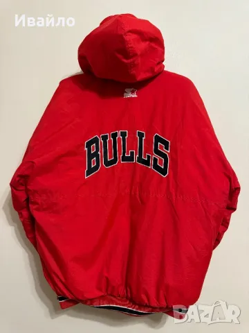 Vintage Chicago Bulls Starter Jacket M Or S Red Puffer Bomber., снимка 4 - Якета - 47897516