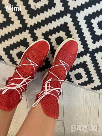 Летни Боти на дупки ест.кожа 37, снимка 2 - Дамски боти - 51409778