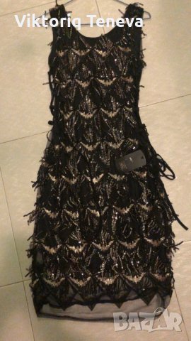 Дамска рокля с ресни и пайети S, снимка 1 - Рокли - 32613810