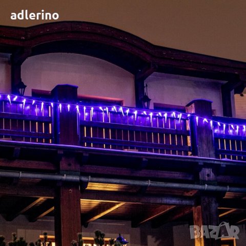 Коледна декорация 40 LED верига Ледени висулки, синьо, украса за тераса, снимка 3 - Лед осветление - 34447484