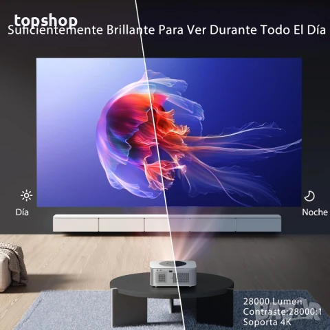 НОВ, ПЕРФЕКТЕН проектор【Android TV】Horlat 4K с поддръжка на 6G WiFi Bluetooth, 28000 лумена, 300"..., снимка 8 - Плейъри, домашно кино, прожектори - 50623774