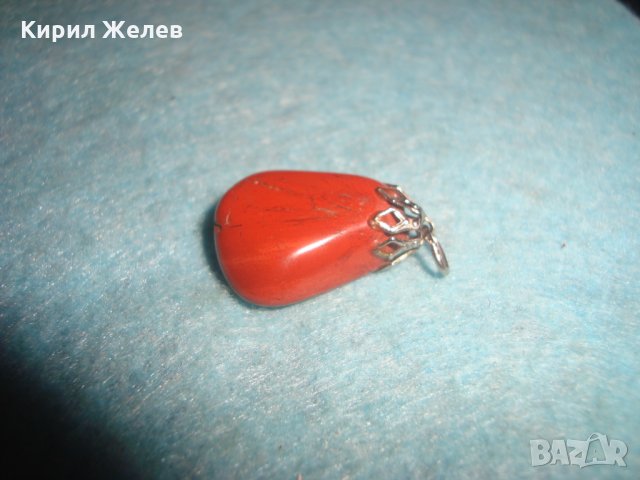 СКЪПОЦЕНЕН АРТ-ДЕКО ПЕНДАНТ ЧЕРВЕН КОРАЛ СТАР МЕДАЛЬОН 26665, снимка 4 - Колиета, медальони, синджири - 34806289