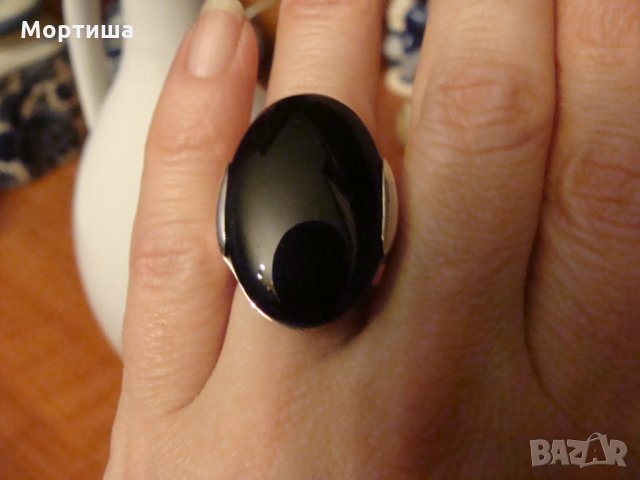 Внушителен сребърен пръстен с естествен оникс , снимка 8 - Пръстени - 26591300