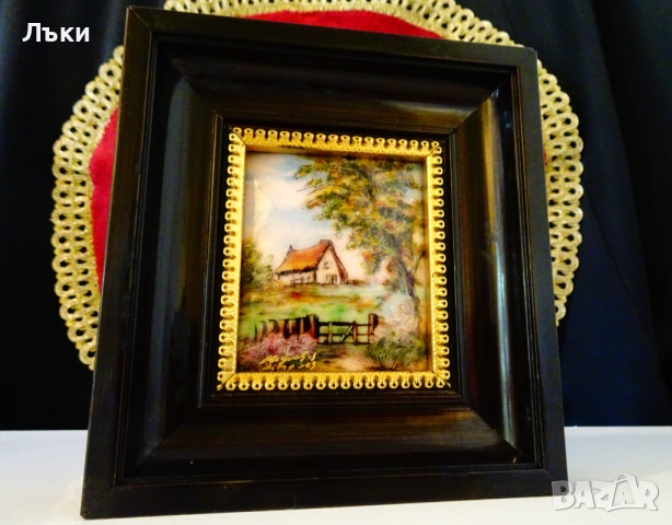 Limoges емайлирана картина на S.Miguel,рамка. 