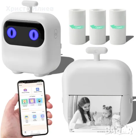 Мини термо принтер детски принтер с мигащи очи 3 цвята, снимка 15 - Други - 50083916