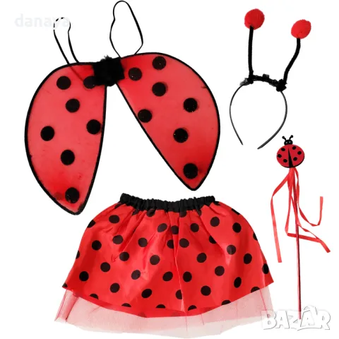 488 Парти детски костюм Калинка сет от 4 части – пола криле пръчица диадема