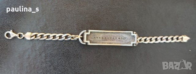 Масивна сребърна гривна с циркони и черен емайл / проба 925, снимка 5 - Гривни - 34779090