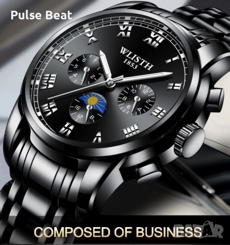 Изискан мъжки бизнес часовник с метален корпус, снимка 2 - Мъжки - 52046715