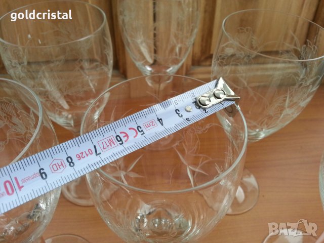 Ретро кристални чаши художествена гравюра , снимка 5 - Антикварни и старинни предмети - 43582152