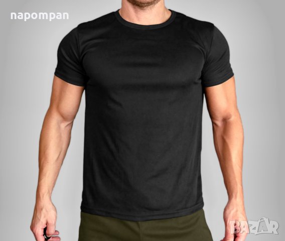 Мъжка черна тениска за фитнес от дишаща материя