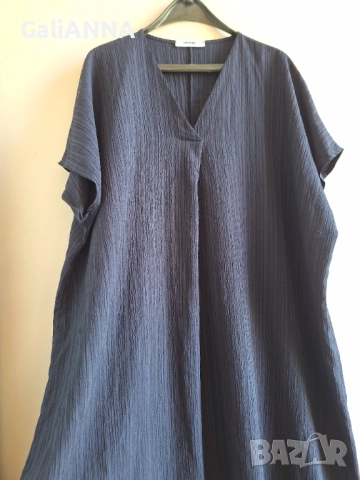 ДЪЛГА ТЪМНОСИНЯ РОКЛЯ 3XL-5XL, снимка 3 - Рокли - 51637100