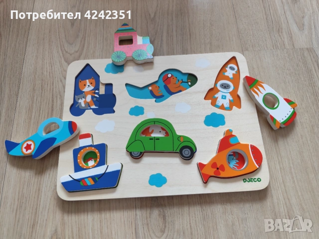 Дървен пъзел Coucou vroum - Djeco