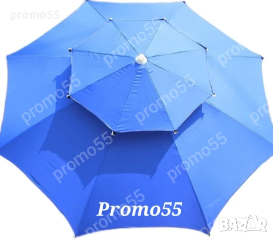 Плажен Чадър с УВ защита 220см. с Двоен Покрив, Стабилност при Вятър, снимка 7 - Градински мебели, декорация  - 51081291